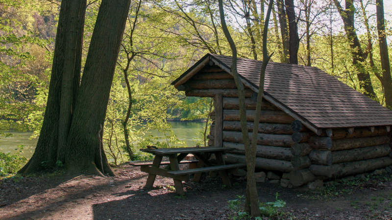 Camping shelter at Cedar Creek Hiker-Bike Campground