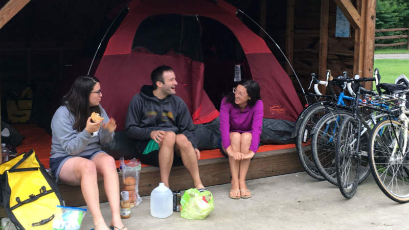 Camping shelter in Connellsville Hiker Biker Campground