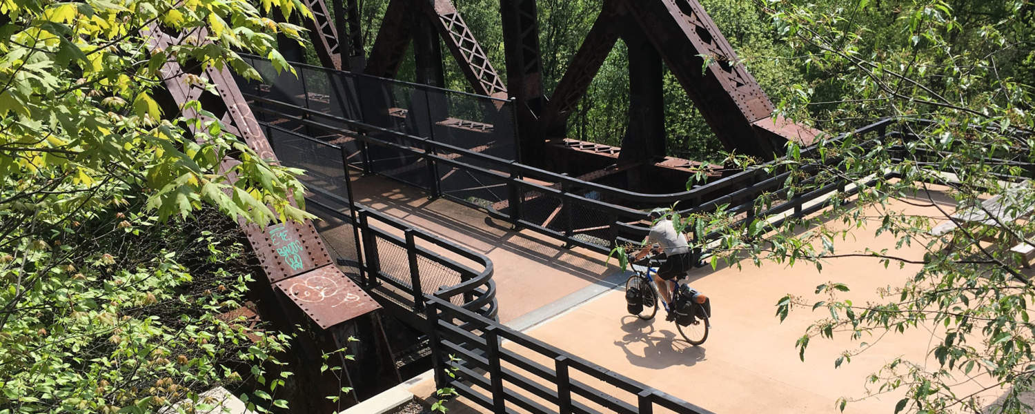 Cyclist entering Keystone Viaduct