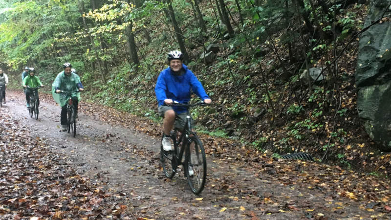 Cyclists in the rain