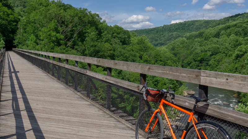 Bike on Ohiopyle Low and High Bridges