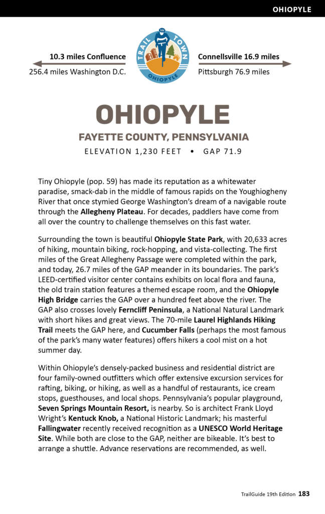 TrailGuide sample Ohiopyle page