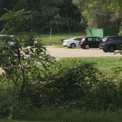 Cars in parking lot at Greenock