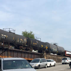 Parking lot in McKeesport beside train