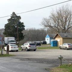 Parking lot near arch for Whites Ferry, across the Potomac River.