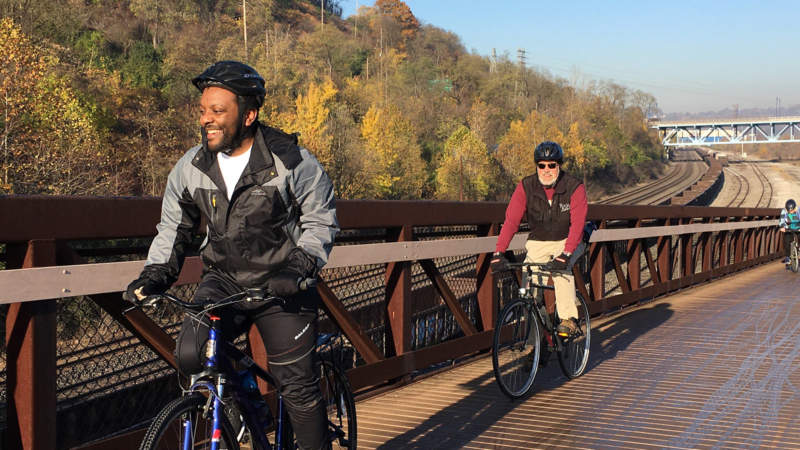 Cyclists on Whitaker Flyover